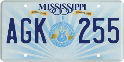 MS license plate AGK255