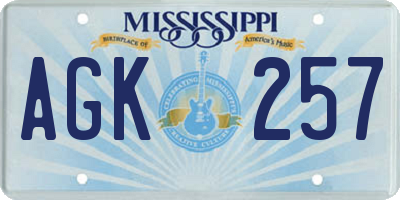 MS license plate AGK257
