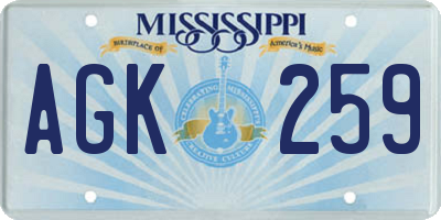 MS license plate AGK259