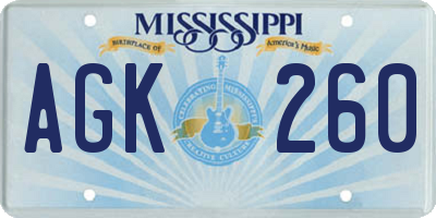 MS license plate AGK260