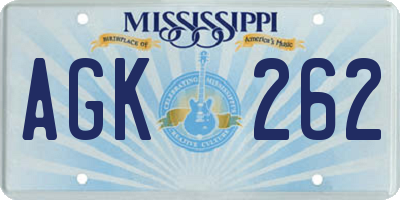 MS license plate AGK262