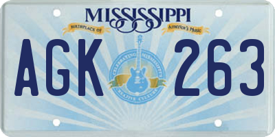 MS license plate AGK263