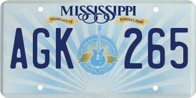 MS license plate AGK265