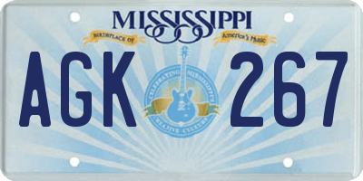 MS license plate AGK267