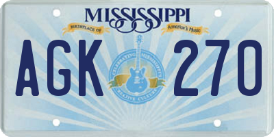 MS license plate AGK270