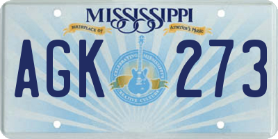 MS license plate AGK273