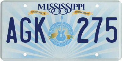 MS license plate AGK275
