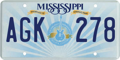 MS license plate AGK278