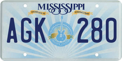 MS license plate AGK280