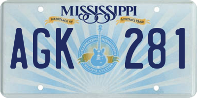 MS license plate AGK281