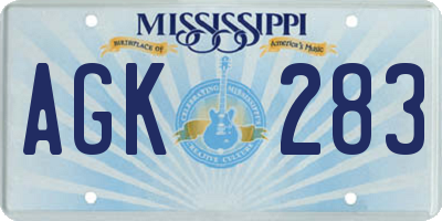 MS license plate AGK283