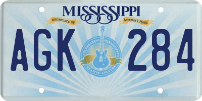 MS license plate AGK284