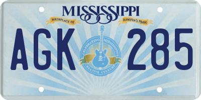 MS license plate AGK285