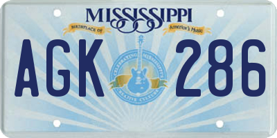 MS license plate AGK286