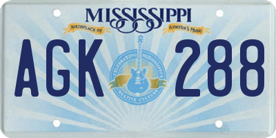 MS license plate AGK288
