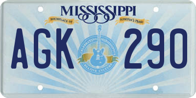 MS license plate AGK290