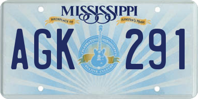 MS license plate AGK291