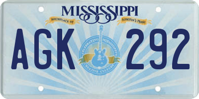 MS license plate AGK292