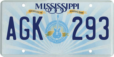 MS license plate AGK293