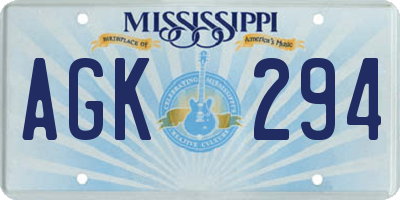 MS license plate AGK294