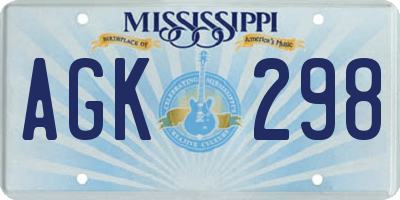 MS license plate AGK298