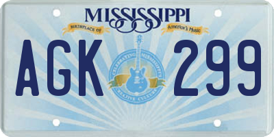 MS license plate AGK299