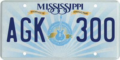 MS license plate AGK300