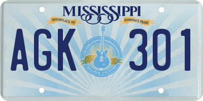 MS license plate AGK301