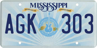 MS license plate AGK303