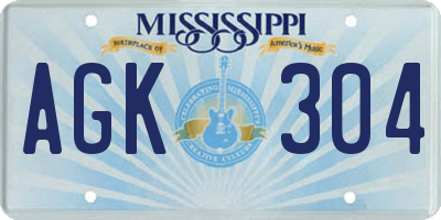MS license plate AGK304