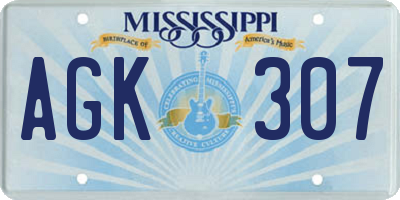 MS license plate AGK307