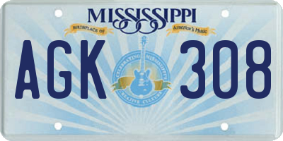 MS license plate AGK308