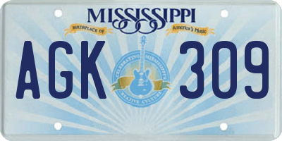 MS license plate AGK309