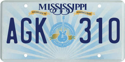 MS license plate AGK310