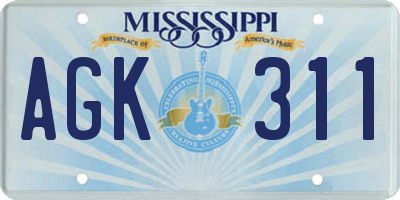 MS license plate AGK311