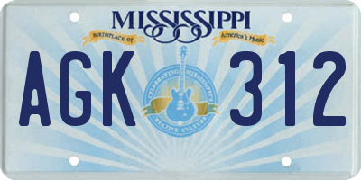 MS license plate AGK312