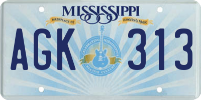 MS license plate AGK313