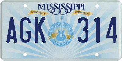 MS license plate AGK314