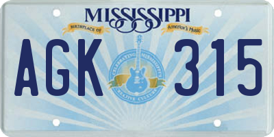 MS license plate AGK315
