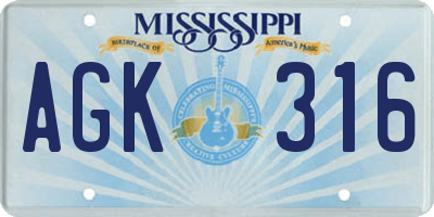 MS license plate AGK316