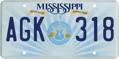 MS license plate AGK318