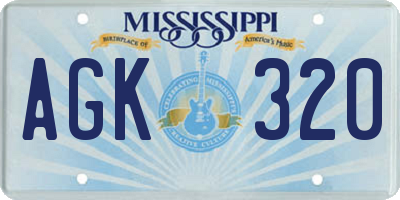 MS license plate AGK320
