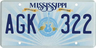 MS license plate AGK322