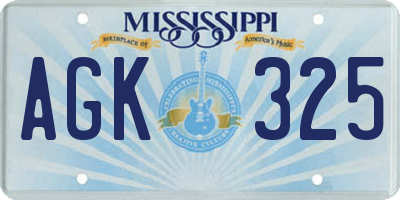 MS license plate AGK325