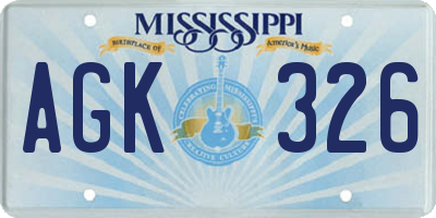 MS license plate AGK326