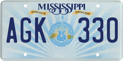 MS license plate AGK330