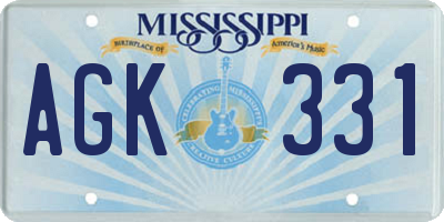 MS license plate AGK331
