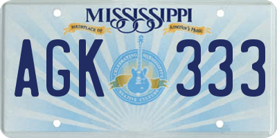 MS license plate AGK333