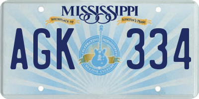 MS license plate AGK334