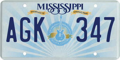 MS license plate AGK347